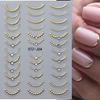 Strass 3D Linee Ondulate Argentate Adesivi per Unghie Decalcomanie Striscia Pizzo Perla Decorazioni per Nail Art Autoadesivi Gel Slider Manicure