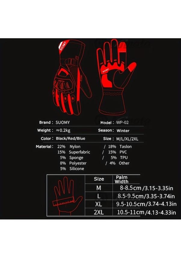 SUOMY Winter Motorcycle Gloves Waterproof, Warm, Riding, Anti Drop Thick Long Gloves