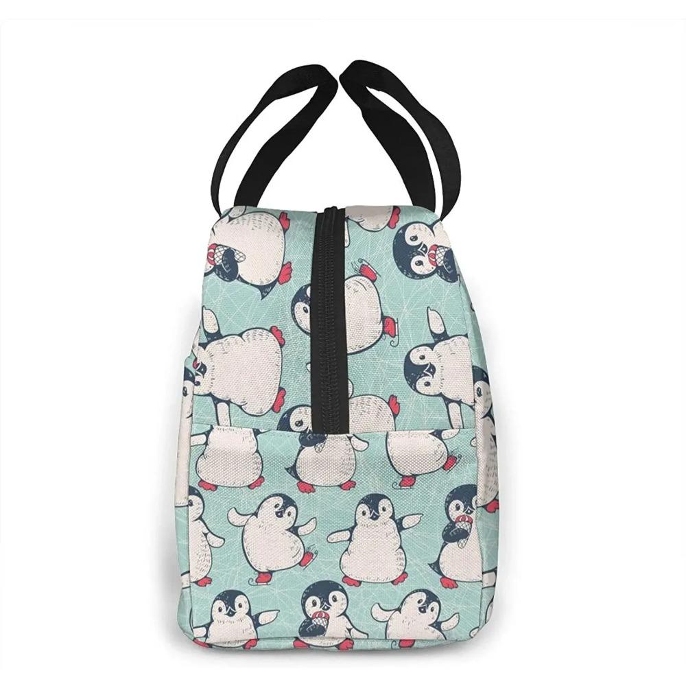 Penguins Insulated Lunch Box Reusable Cooler Tote Bag Waterproof Lunch Holder Lunch Bag Gift for Women Men Work Picnic Travel