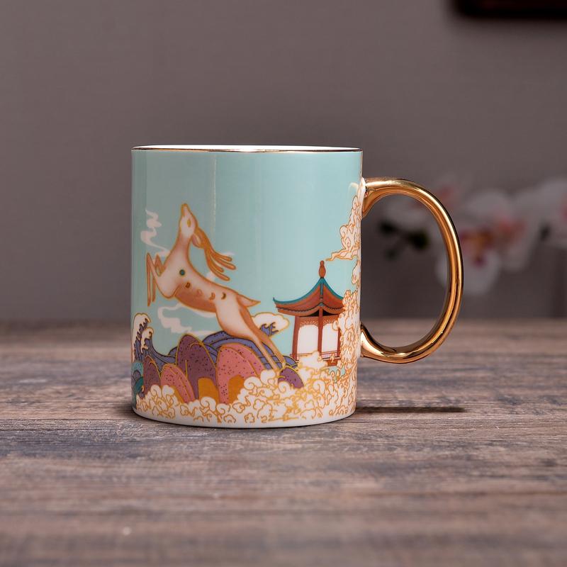 Ceramic Coffee Cup Chinese Style Milk Cup Couples Cup  Breakfast Cup Home Afternoon Office Tea Cup Ceramic Gift Cup