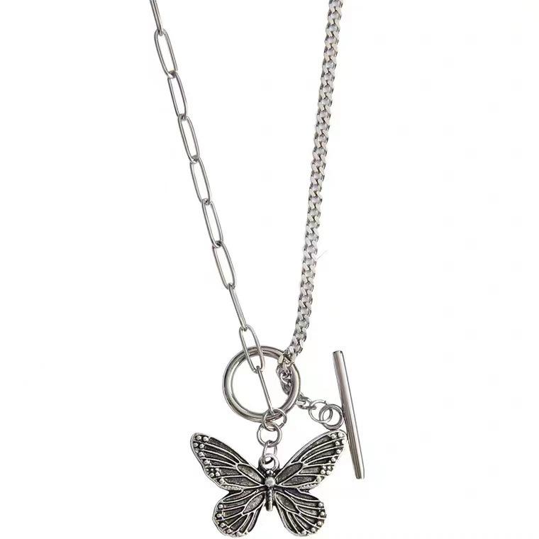 

Butterfly necklace accessories ins titanium steel non-fading collarbone chain sweet cool babes Internet celebrity pendant