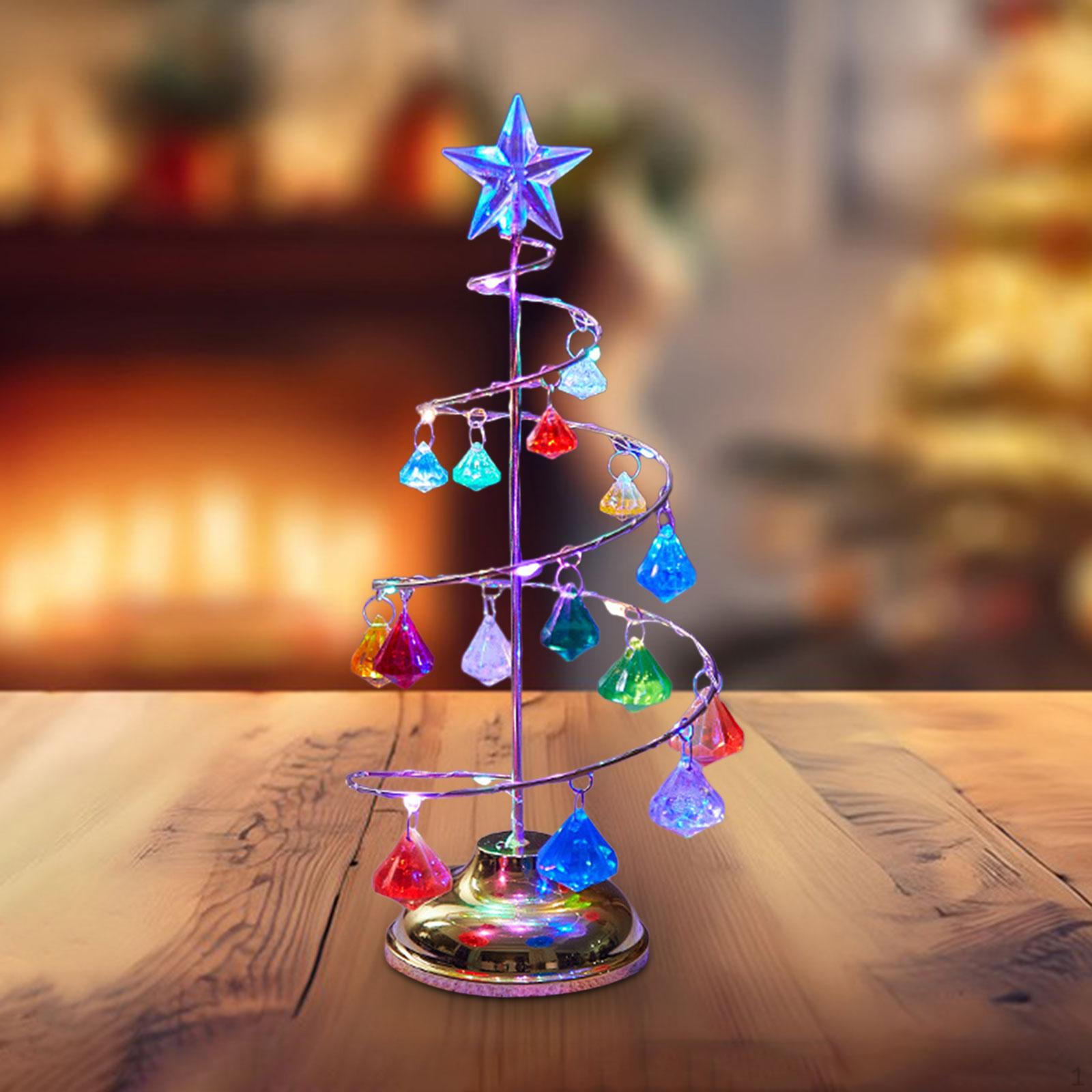 

Christmas Tree Lamp with Star Topper Metal Night Light Bedside Decoration for Party Xmas Colorful