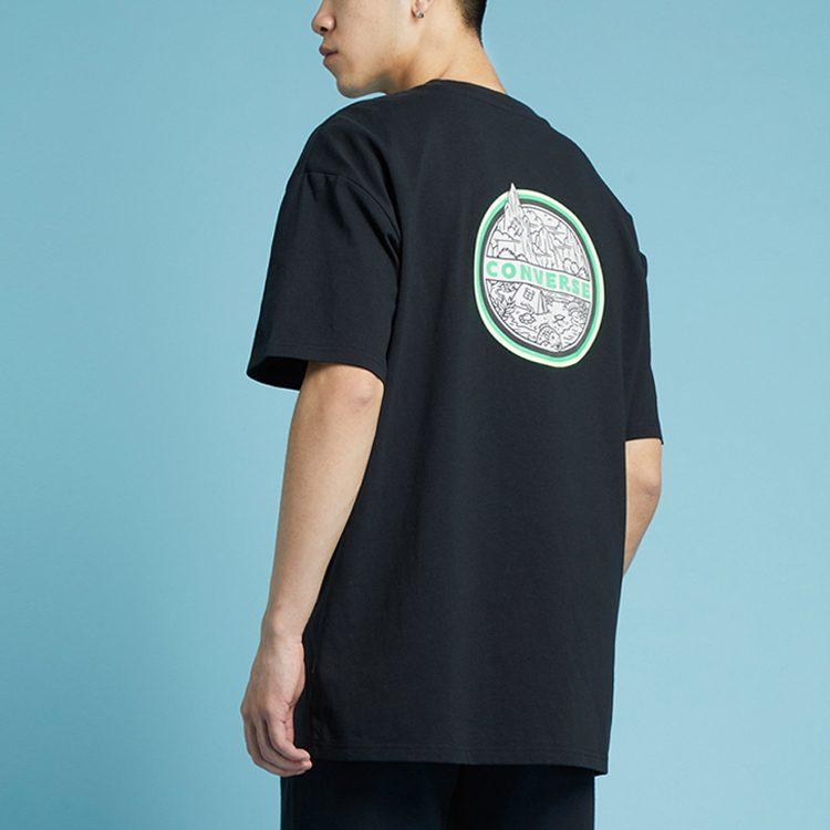 Converse T Shirts Men's Black Crew Neck Moderate 10022786-A02