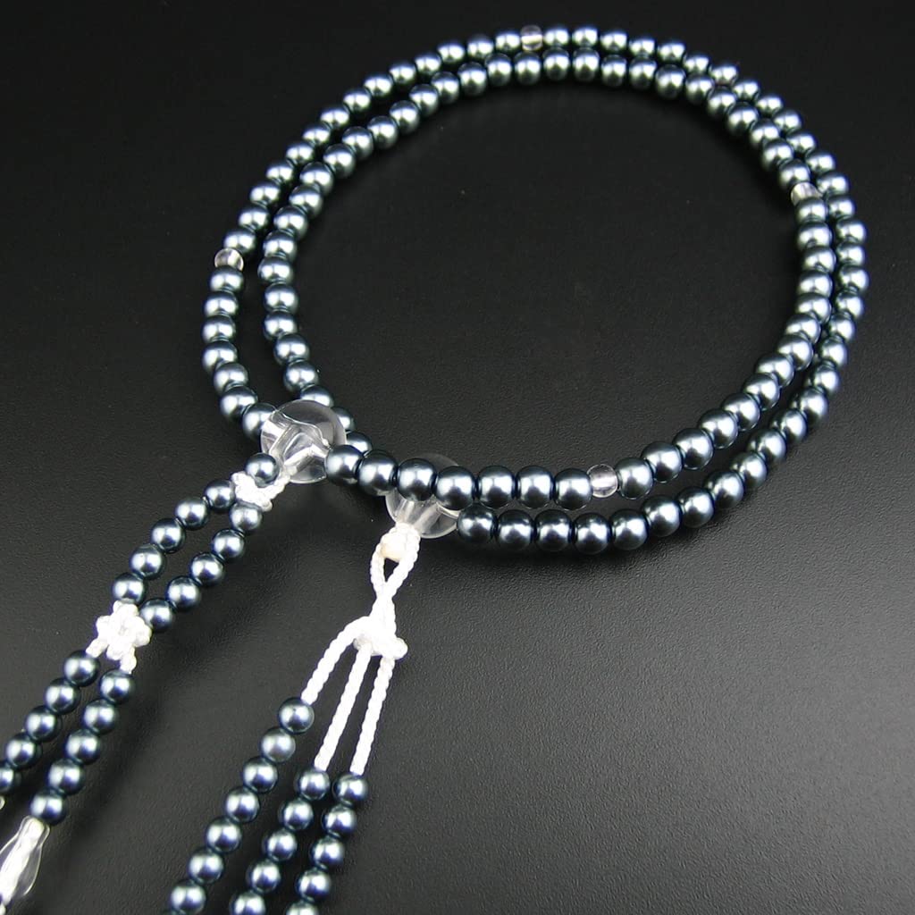 Myorenka Soka Gakkai Prayer Beads SGI Prayer Beads for Men and Women M Size PC Pearl Acrylic Crystal Tailored Temari Bun 2-Color (Black)