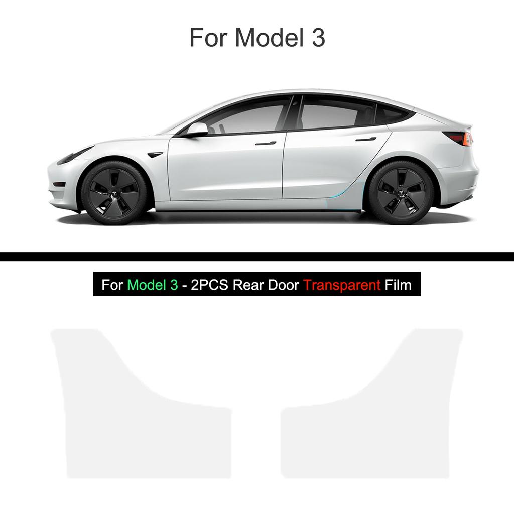 Black TPU Car Body Protective Film Invisible For Tesla Model 3/Y 2017-2025 Front Rear Door Extended Transparent Car Clothing Set