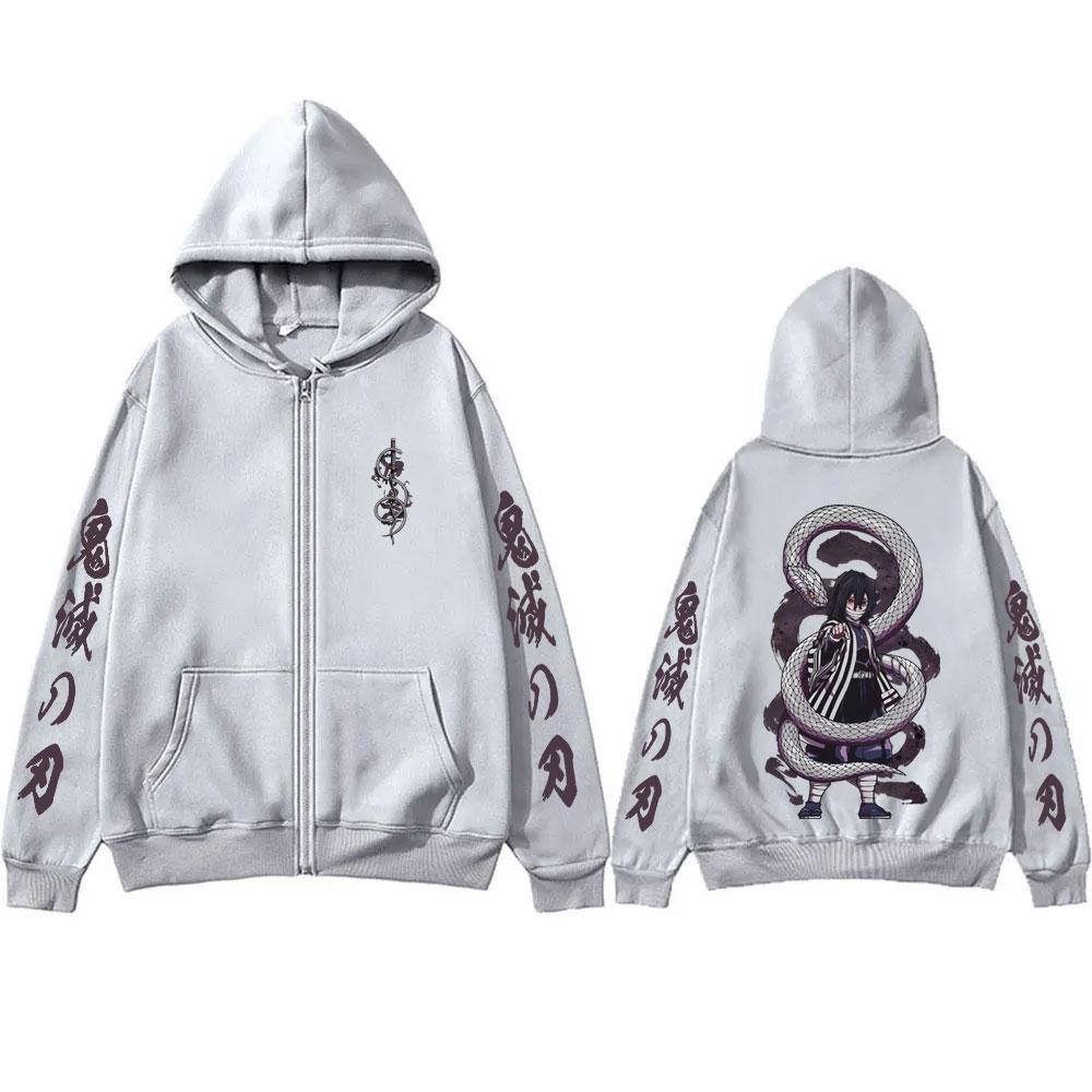 Anime Devil Killer Snake Pattern Printed Zipper Hoodie Men's and Women's Fashion Oversized Zipper Jacket Sportswear