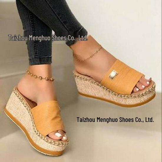 Women s 2020 Thick Sole Hemp Rope Wedge Sandals - Large Size, Hot Selling Style Size 43