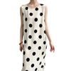 Summer New Lace-up Design Black Polka Dot Vest Dress Women's Loose and Thin Split-ended Long Dress
