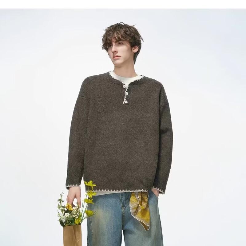 Мужской свитер DREAM MADE с воротником-поло из смесовой шерсти L