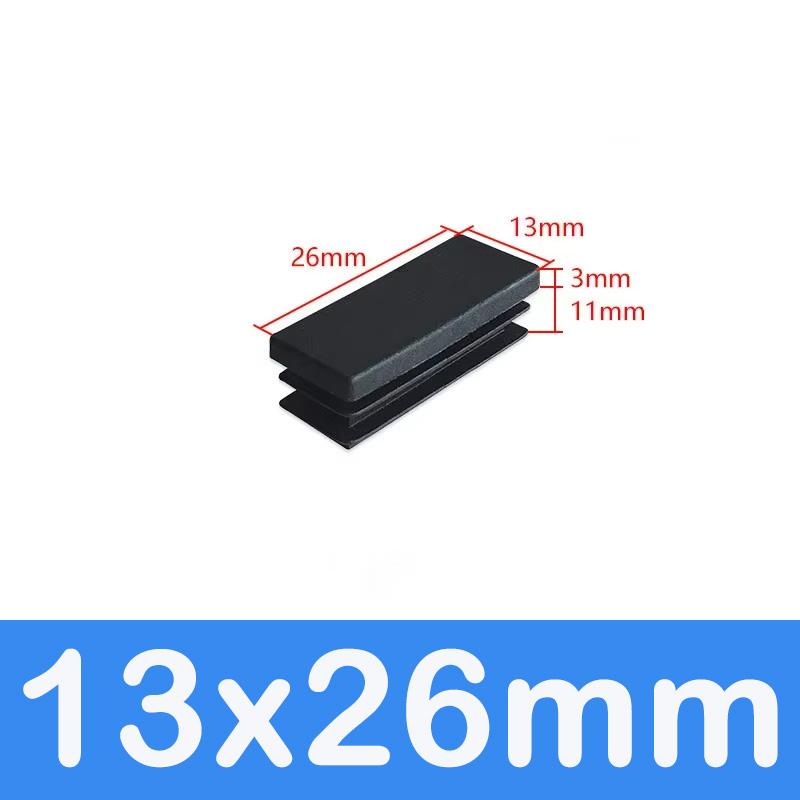 Rechthoekige Buis Dop Inzetstukken Zwart Plastic Afsluitdoppen 10x15mm-60x100mm Meubels Tafels Stoelen Voetdoppen