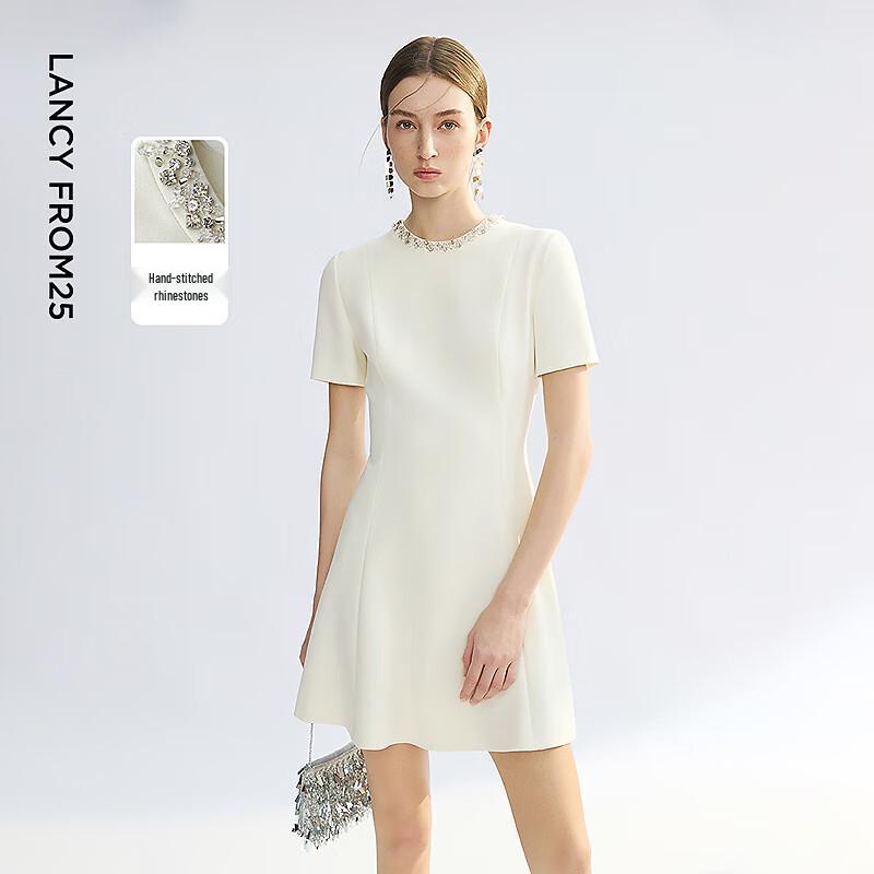 

LANCY Focus Series Acetate Blend Waist-Cinching Elegant Midi Dress M