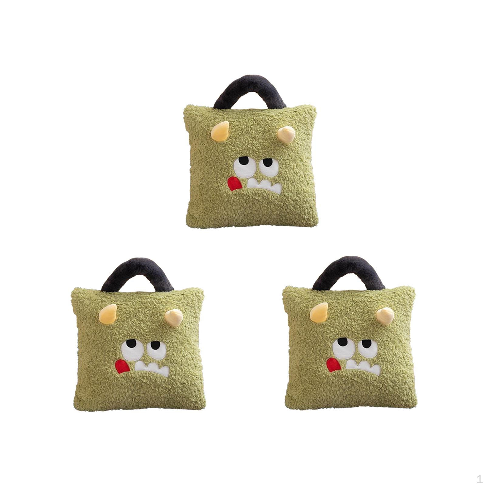 3 Pieces Christmas Plush Throw Pillow with Storage Pocket Cute Xmas Ornament Square Cushion for Home Monster 5747₽