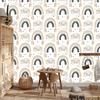 Rainbows and Butterflies Boho Wallpaper, White and Light Gray, 50x1000