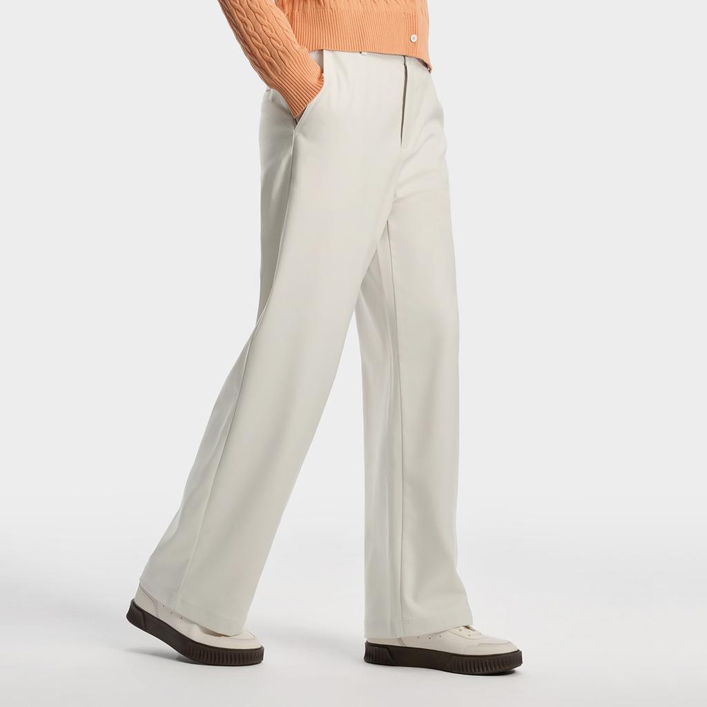 FILA Heritage Fashion Simple Classic Retro Elegant Versatile Comfortable Woven Casual Pants Women bottoms Rice-Color F11W618801FBG