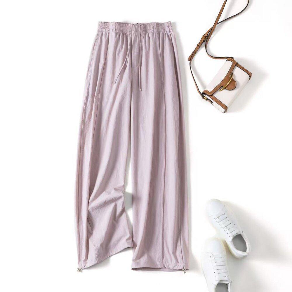 

U-Style Women s Banana Wide-Leg Casual Pants: Soft, Wrinkle-Resistant, Lightweight, Quick-Drying, Two-Wear Design for Summer. L