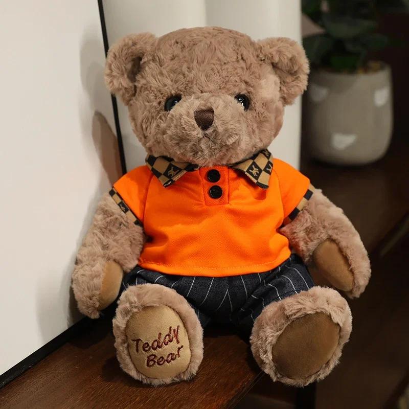 High Quality Soft Teddy Bear Plush Toys Tie Bear Doll T-shirt Paul Teddy Bear  Cute Pillow Animal Cushion Children Birthday Gift