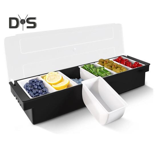 Kořenící krabička Ovocná zelenina Košík na koření s dávkovačem víka Plastový zásobník na zmrzlinu a salátový barový organizér pro restaurační potřeby