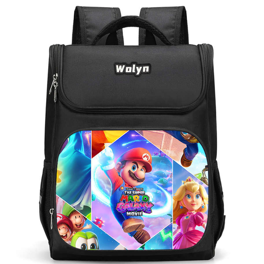 Der Super Mario Galaxy Film Strapazierfähiger Rucksack mit mehreren Fächern für Schulkinder Mit atmungsaktiven Air-Cushion-Trägern