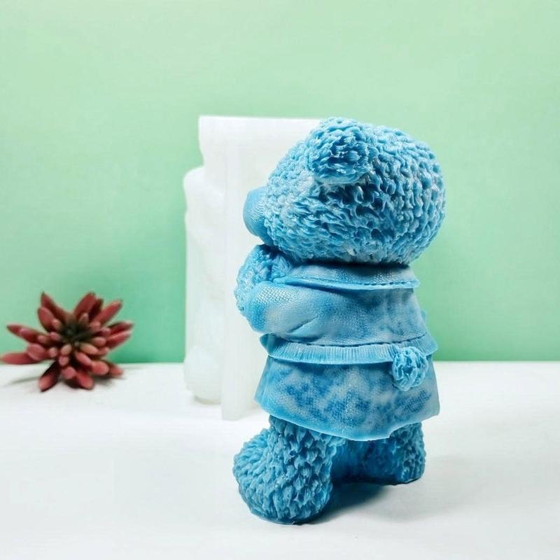 Bear Ornaments Dripping Glue Mold Diy Gypsum Ornaments Aromatherapy Candle 3d Stereo Standing Bear Candle Silicone Mold