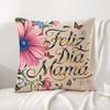 Feliz Dia MaMa Flowerss Cushion Cover Natural Linen Organic Fabric DoubleSided Printing Sofa Home Decor Gift Pillow Cover