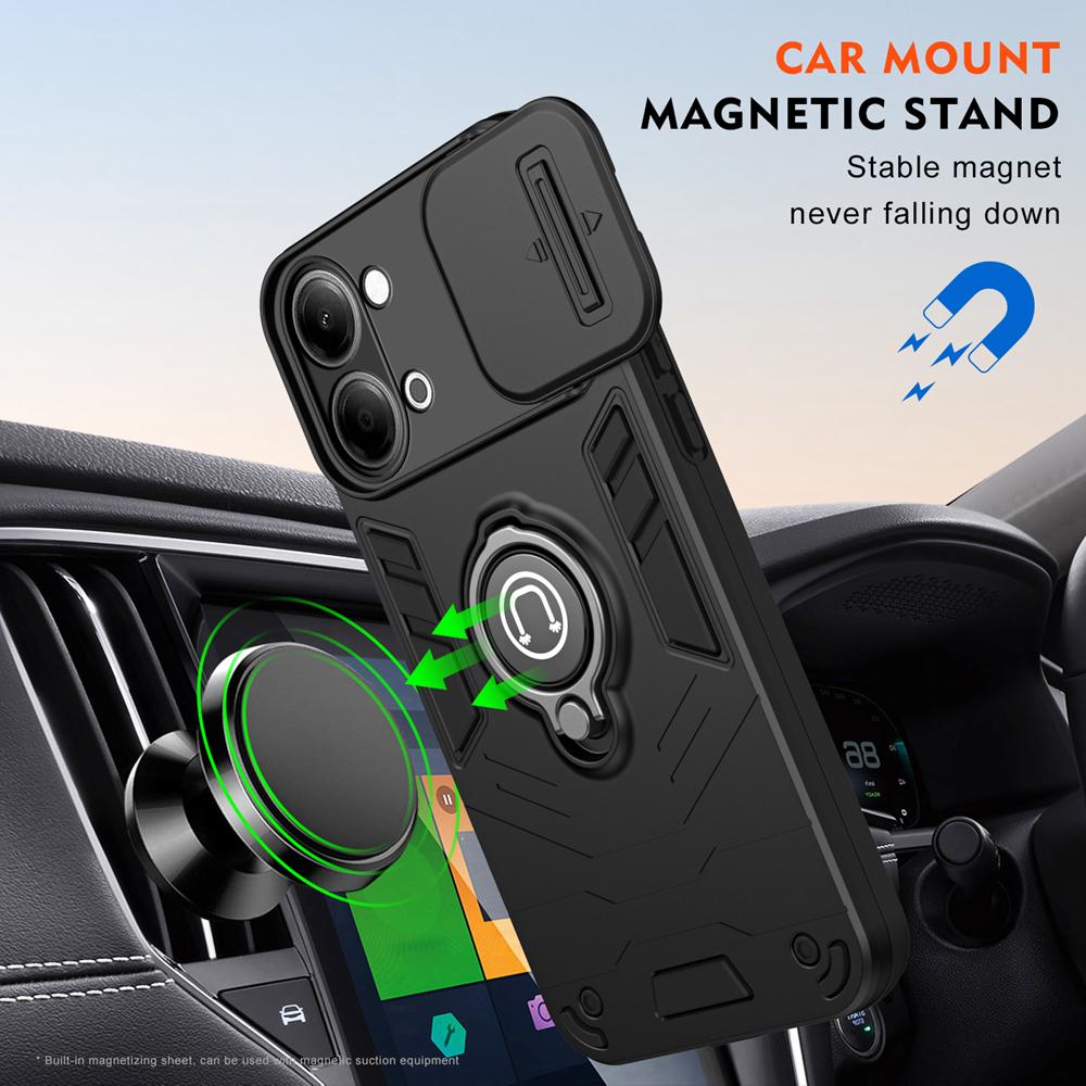 KEYSION Shockproof Armor Ring Stand Case for VIVO Y05 Slide Camera Lens Protection Phone Cover for VIVO Y11 5G Y11d Y21 5G 2026