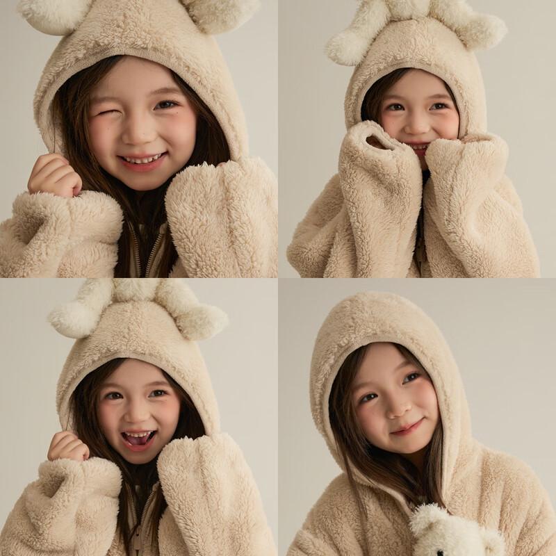 Kids' Hooded Double-Fleece Warm Robe