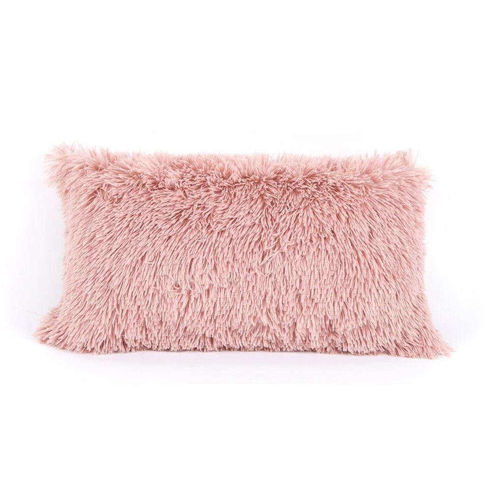 pink fluffy throw pillow