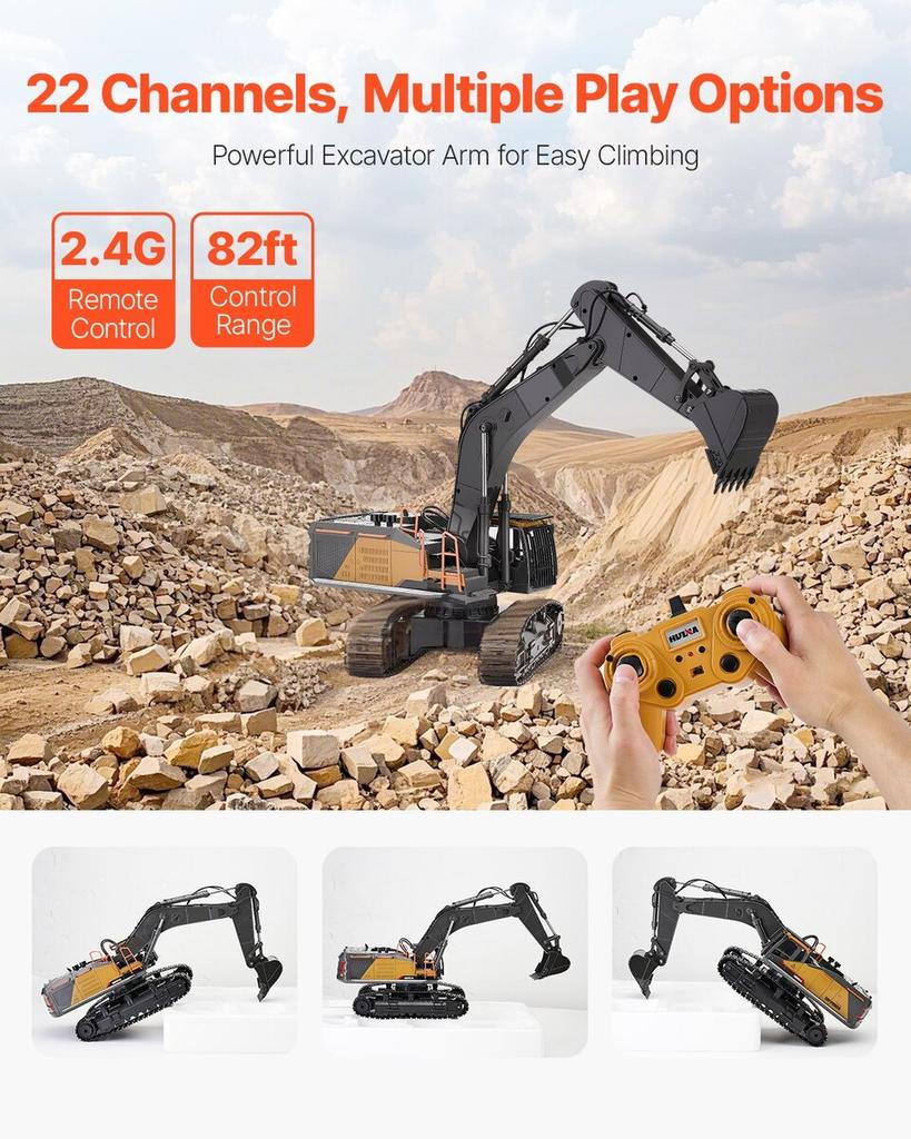 Remote Control Excavator Toy 22 Channel 1:14 Scale RC Excavator Digger