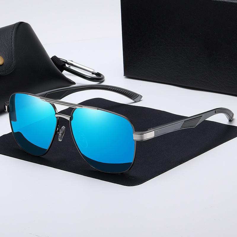 Men'S Aluminum-Magnesium Alloy Driving Polarized Sunglasses, Spring Leg Sunglasses, Uv Protection Sunglasses