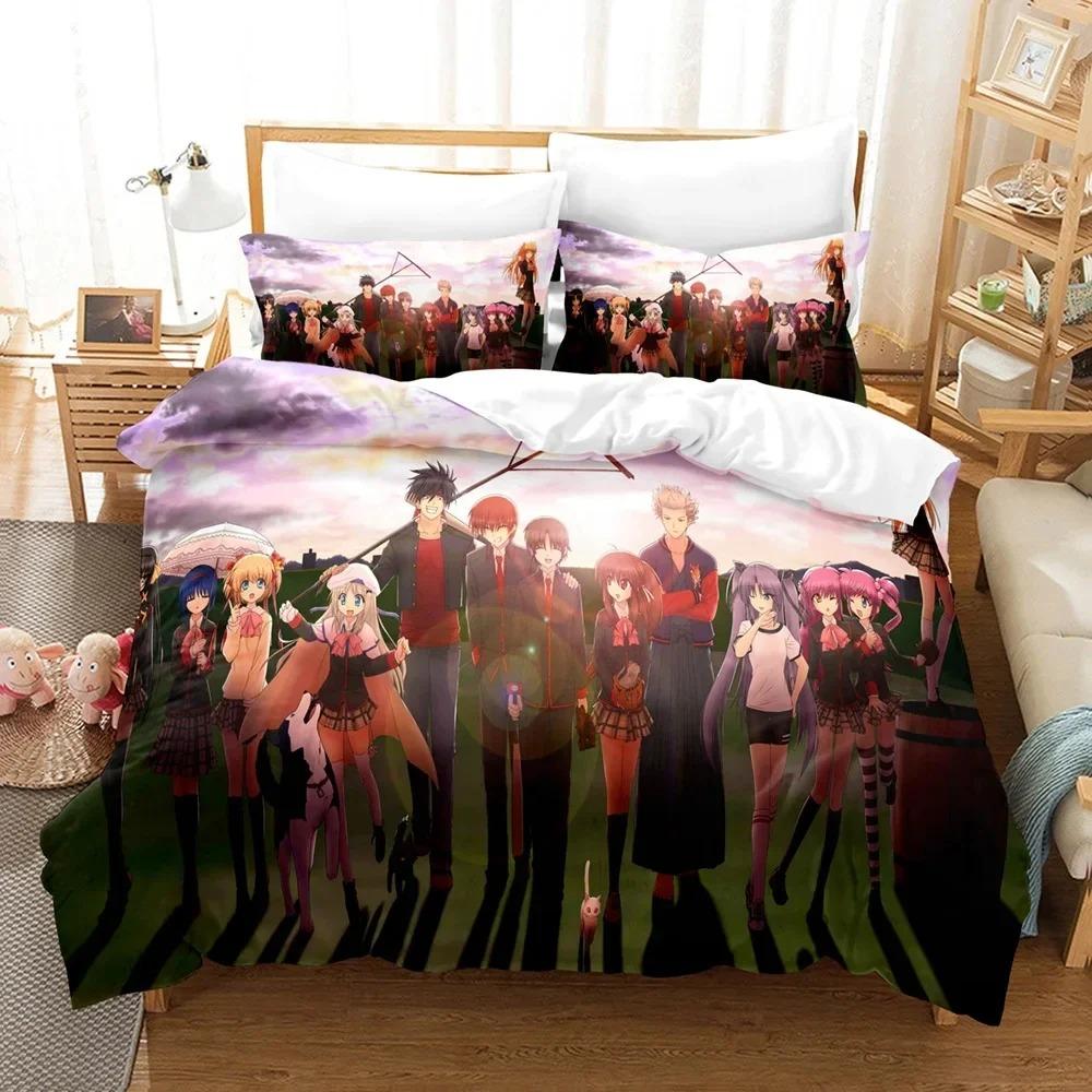 3D-Druck Anime Litle Busters Bettwäsche Set 3D Gedruckt Geeignet für Schlafzimmer Weiche Bettbezug-Set Mit Kissenbezügen Kinder Kinder Heimtextilien