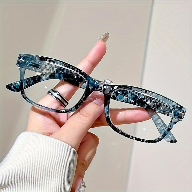 4Pcs Fashionable Rectangular Reading Glasses - Computer Glasses With Anti-Glare Coating Blue Blocking Lens Eye Protection