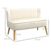 2-Seater Sofa, Soft Padding, Easy-Care Cover, up to 220 kg, 117 x 56.5 x 77 cm, Cream White