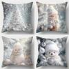 4Pc Cute Snowman Throw Pillow Covers 18 X 18-Inch Grey Christmas Cushion Case for Merry Christmas Set of 1 Decor Pillowcase Sofa