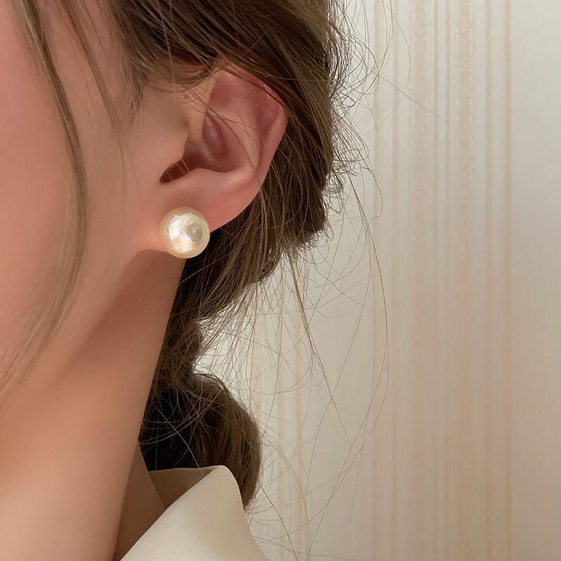 

S925 Retro Cotton Pearl Autumn Elegant Women s Silver Needle Small size (12mm)