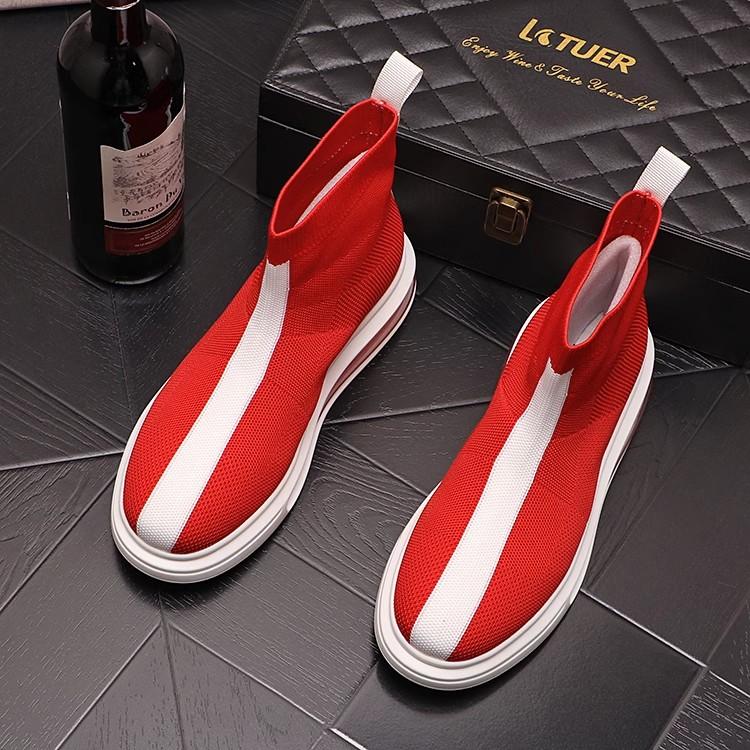Fashion New High Top Mesh Sock Sneakers Fashion Black Brand Designer Mens Slip on Boots Luxury Cartoon Vulcanized Shoes A11