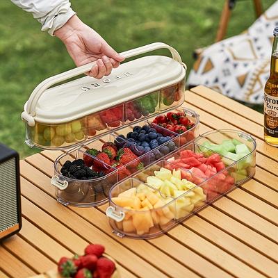 Tragbarer Obstaufbewahrungskorb mit Griff, Robuster Kunststoff Picknick-Organizer, Transparentes Design mit Deckel für einfachen Transport, für Reisen, Camping, Outdoor-Veranstaltungen