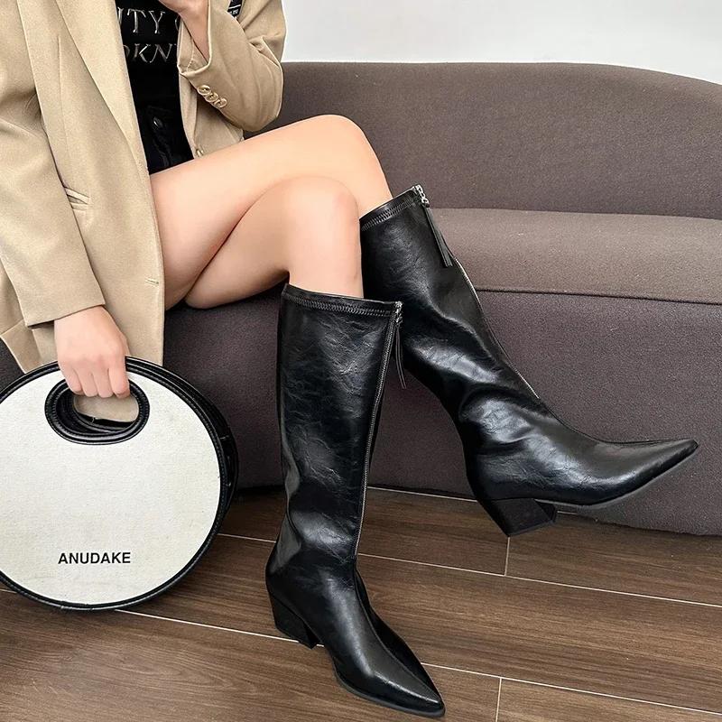 Winter New Elegant Casual Women Pointed Toe Outdoor Elastic Boots Comfortable Walking Fashion Knight Boots Shoes for Women