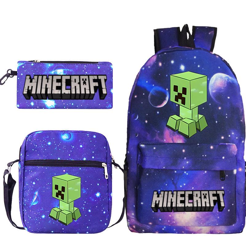 Game Minecraft Printed Children'S School Bag Oblique Span Bag Stationery Pencil Bag Student Backpack Set