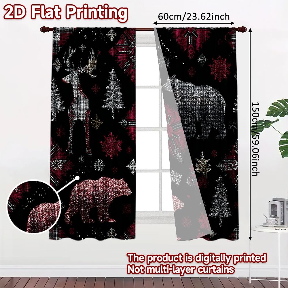 2 Stück, 2D-FLACHDRUCK Vorhänge (Ohne Stange) Wildscape Muster Digitaldruck auf Feiertagsvorhängen Stoffvorhänge Dekorationen