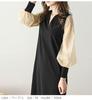 KKAERDIYA Chiffon Sleeve Slit Long Dress, Sheer, Neck, Sleeves, Women's, Spring/Summer (Size L, Beige)