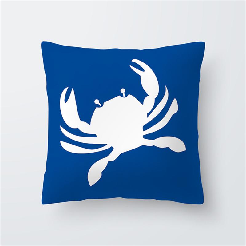 Blauer Ozean-Seestern-Bio-Druckmuster-Kissenbezug für Zuhause, Wohnzimmer, Sofa, Dekoration, quadratischer Dekokissen-Kissenbezug, 45 x 45 cm