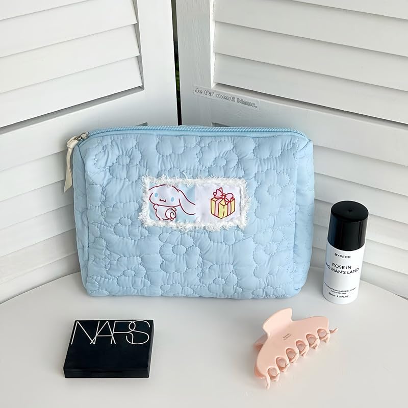 Kawaii White Dog Travel Cosmetic Bag & Plastic Spray Bottles, Large Cosmetic Pouch Makeup Bag with Zipper, Fabric Travel Toiletry Bag Makeup