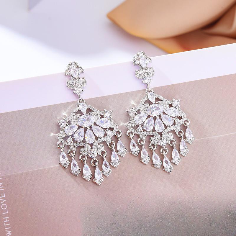 Модные серьги в китайском стиле с слегка закрепленными цирконами, серьги-капли, стильные и универсальные