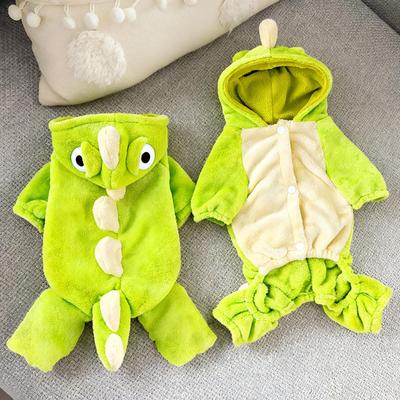 Ropa Linda de Perro Dinosaurio Gruesa Cálida Para Bichón Teddy Schnauzer Invierno