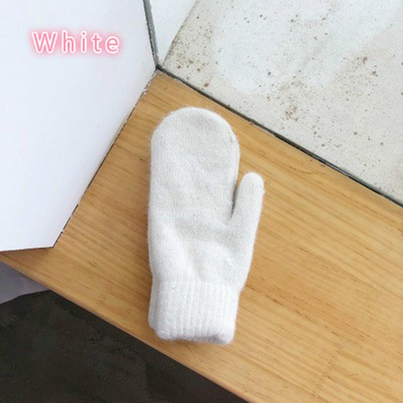 

1 пара двухслойных перчаток из кроличьей шерсти, женские зимние корейские однотонные зимние женские перчатки на все пальцы, варежки для девочек белый