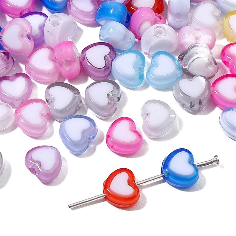 30Pcs Acrylic Heart Shape Beads Loose Spacer Beads for Jewelry Making DIY Bracelets Necklace