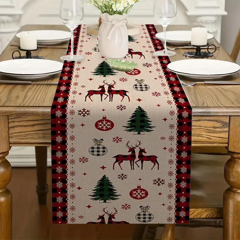 1PC Print Snowman For Home Xmas Table Decor Creative Christmas 33*183cm Table Runner Table Mat