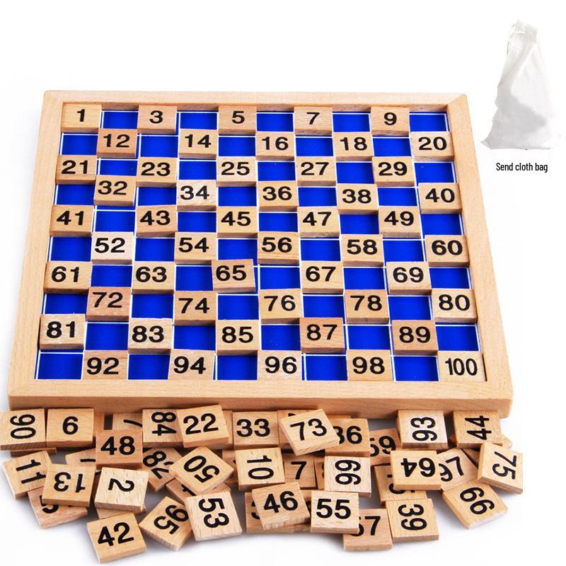 Монтессори Математическая обучающая доска для первоклассников - Буковая древесина Доска непрерывных чисел 1-100