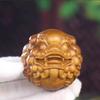 Boxwood Carved Lion Head Pixiu Handheld Massage Ball - Animal-Themed Gift for Elders