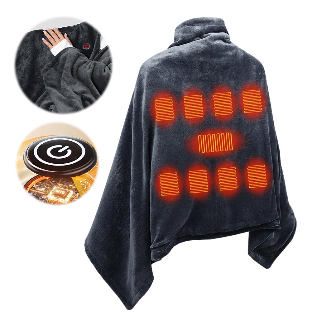 USB Flannel Heated Blanket 3 Temperature Adjustment Electric Heating Blanket Wireless Heated Blanket for Indoor Outdoor
